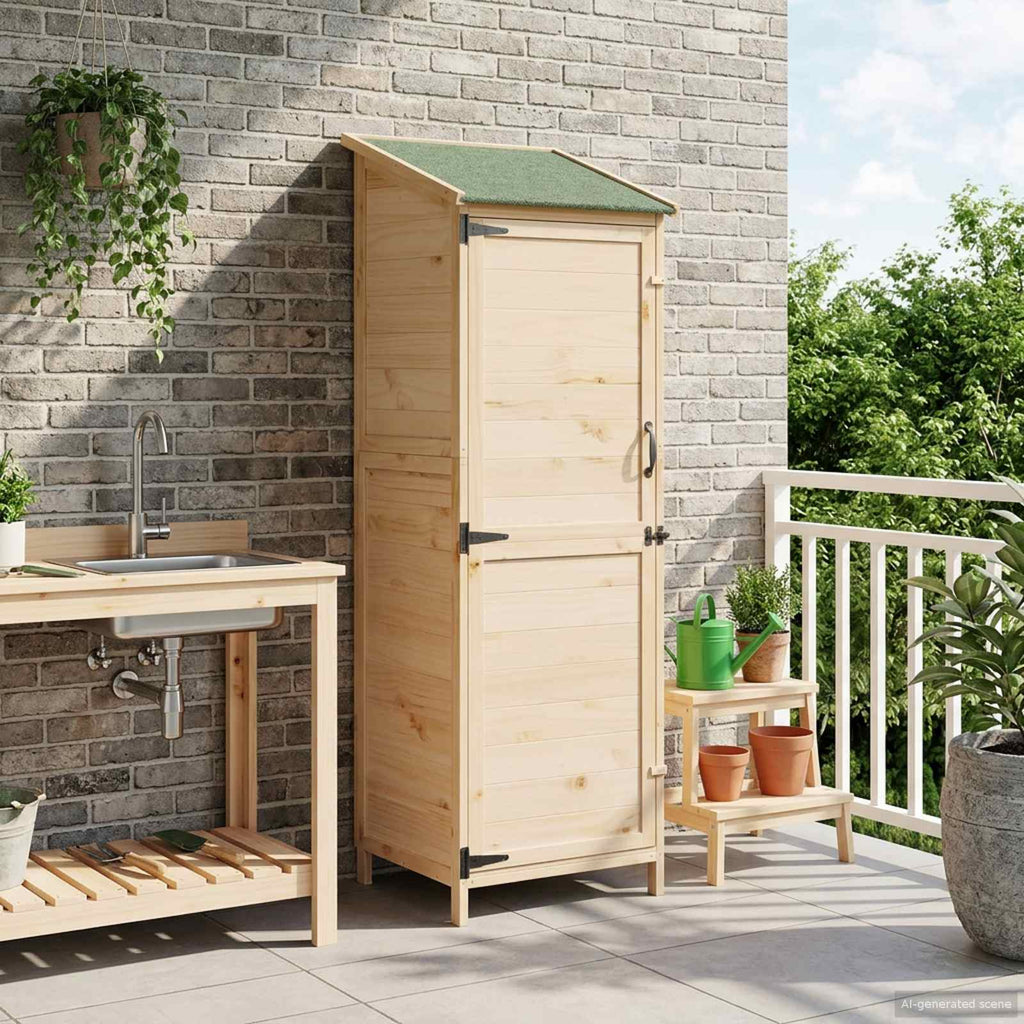 Gartenschuppen Natur 59,5 x 56 x 176,5 cm Massivholz aus Fichte