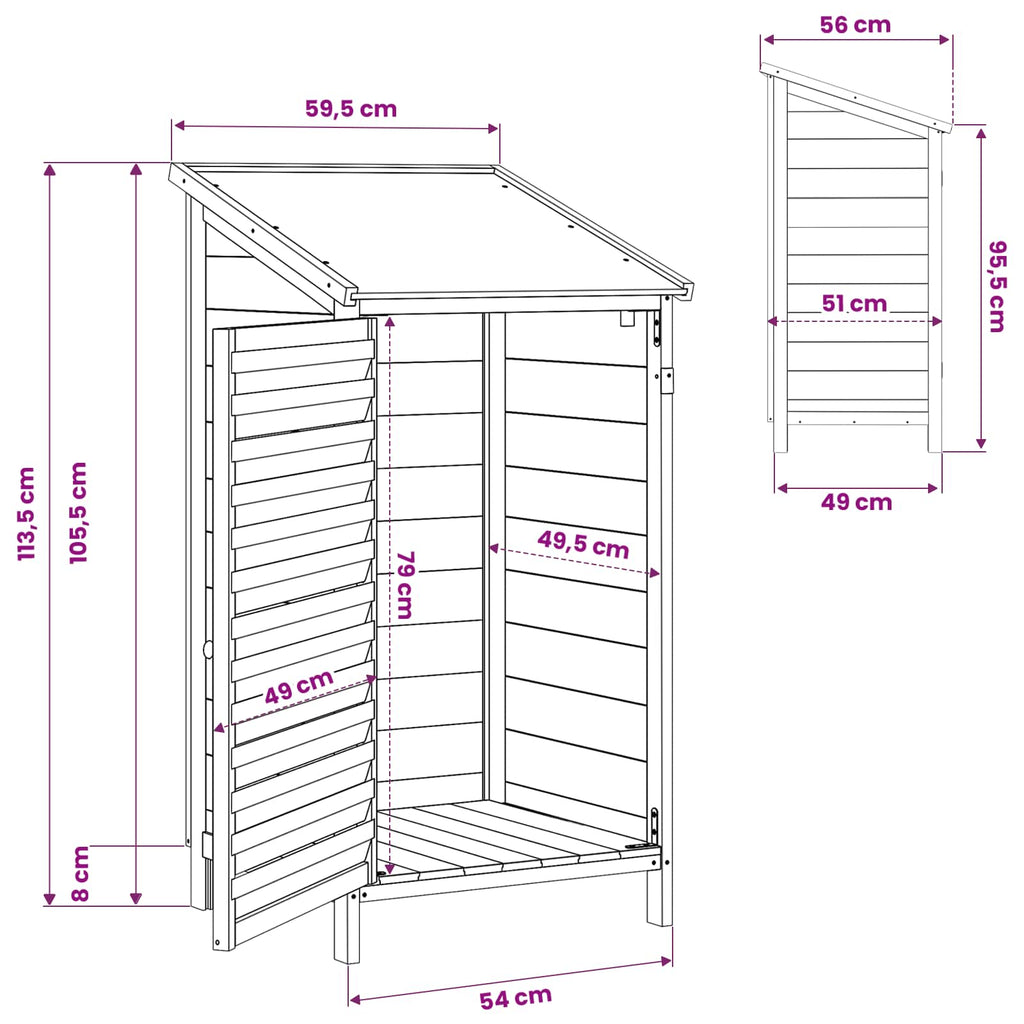 Gartenschuppen Natur 59 x 56 x 113,5 cm Massivholz aus Fichte