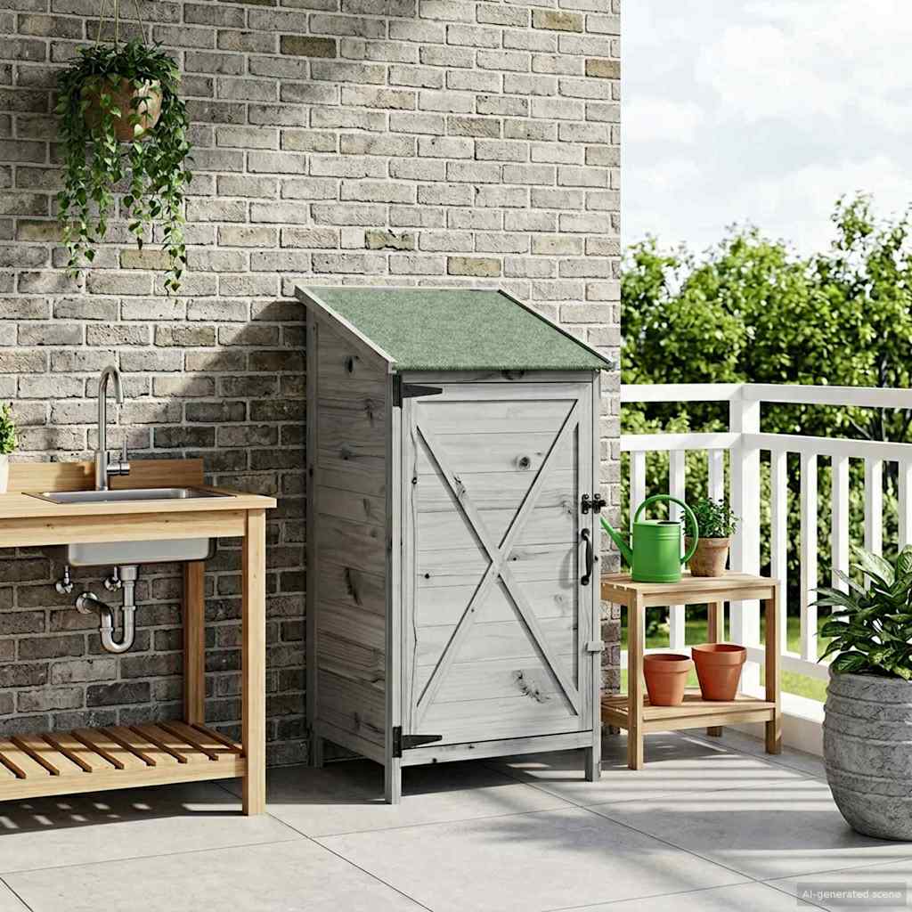Gartenschuppen Grau 59,5 x 56 x 113,5 cm Massivholz aus Fichte