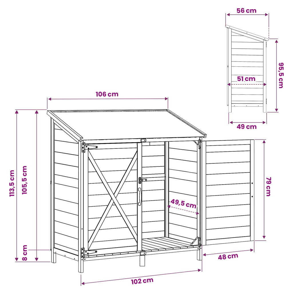 Gartenschuppen Braun 106 x 56 x 113,5 cm Massivholz aus Fichte