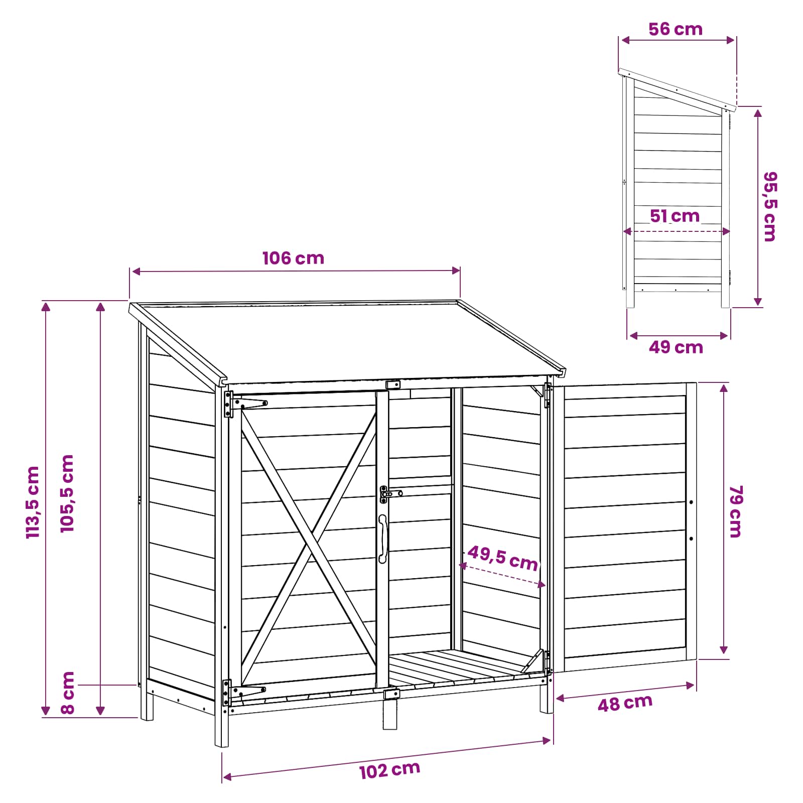 Gartenschuppen Braun 106 x 56 x 113,5 cm Massivholz aus Fichte