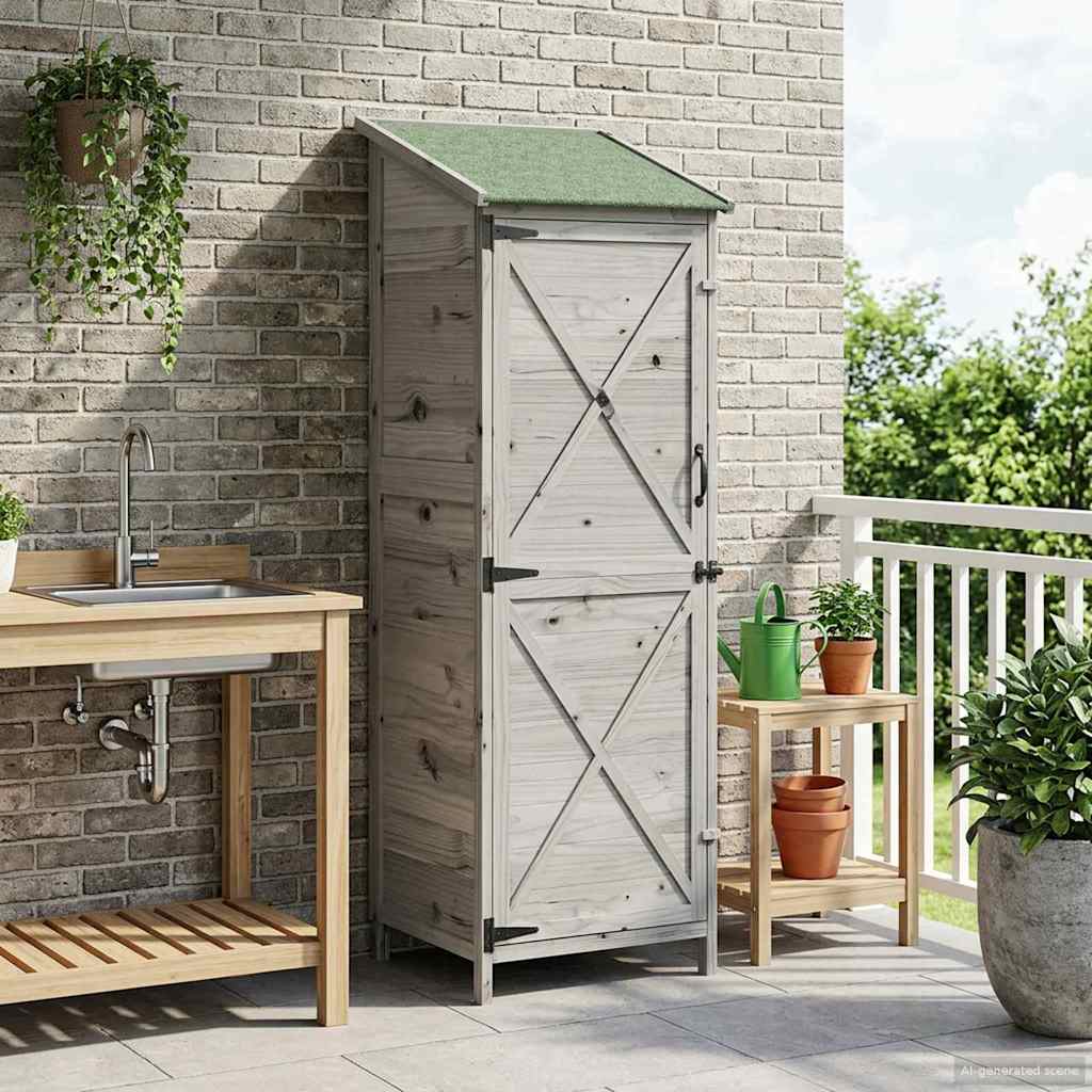 Gartenschuppen Grau 59,5 x 56 x 176,5 cm Massivholz aus Fichte