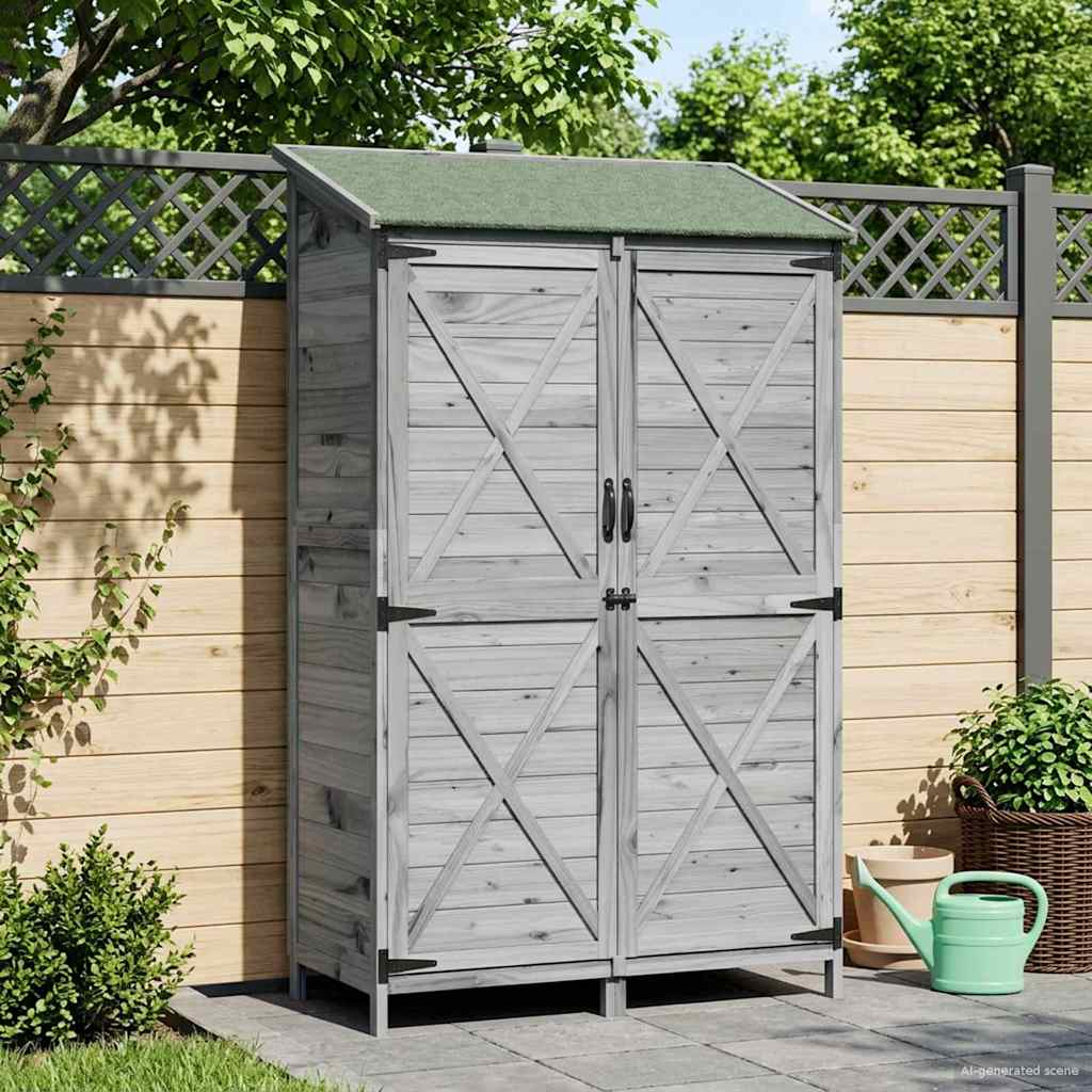 Gartenschuppen Grau 106 x 56 x 176,5 cm Massivholz aus Fichte