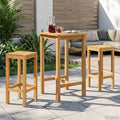 Outdoor Bar Set 3 pcs Unbehandelt Massivholz Teak