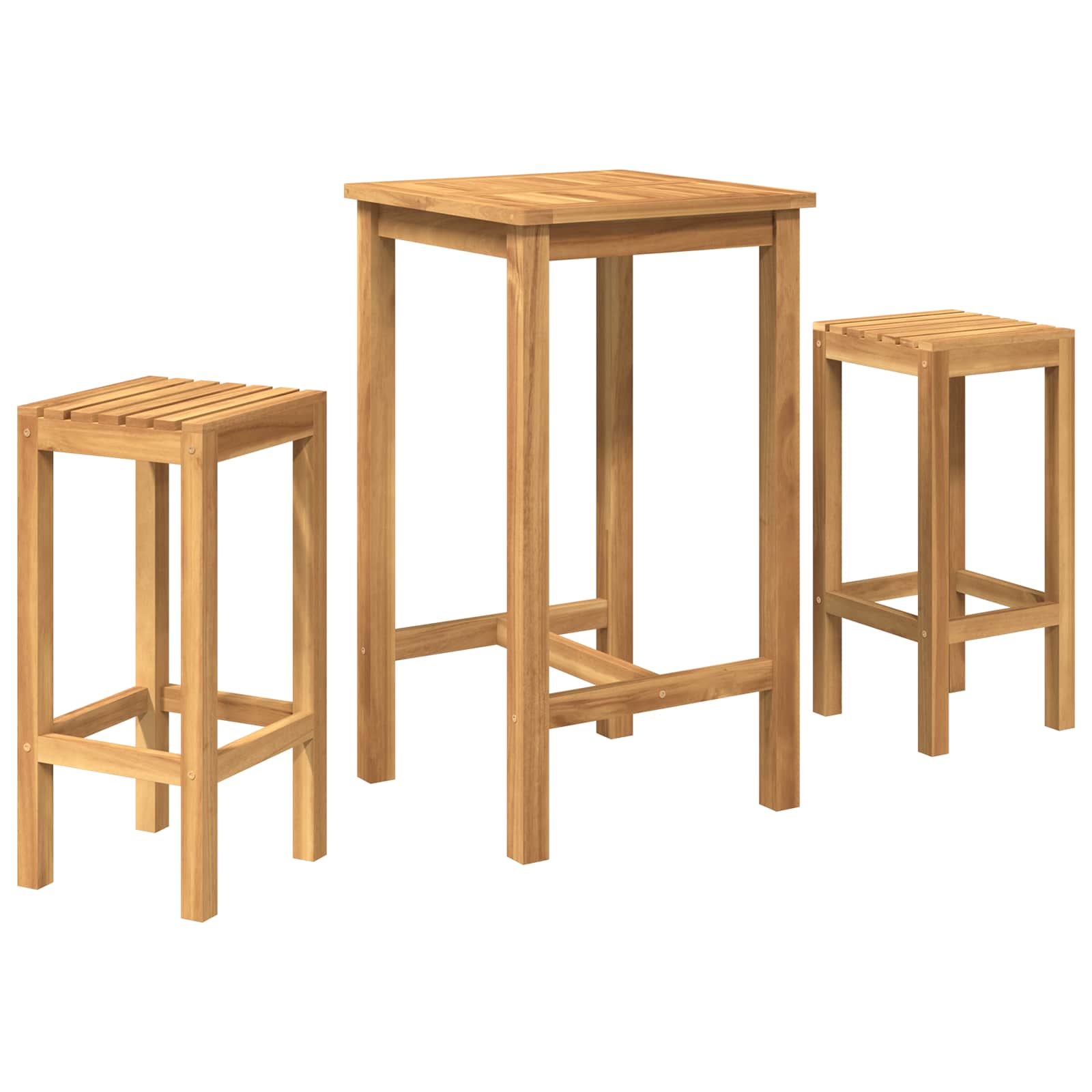Outdoor Bar Set 3 pcs Unbehandelt Massivholz Teak