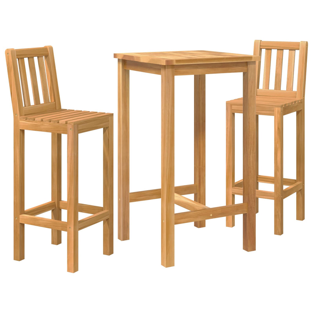 Outdoor Bar Set 3 pcs Unbehandelt Massivholz Teak
