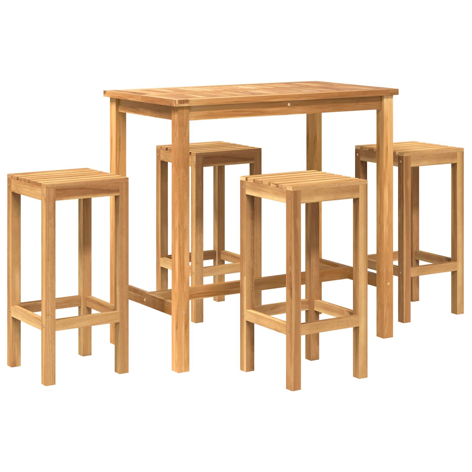 Outdoor Bar Set 5 pcs Unbehandelt Massivholz Teak