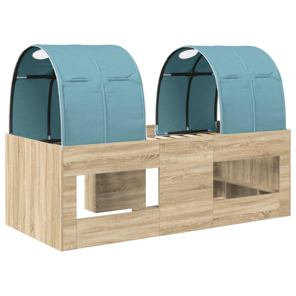 Hochbett für Kinder mit Tunnel Sonoma Eiche und Hellblau