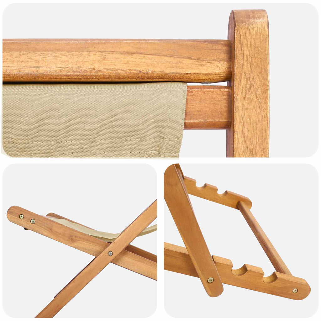 Liegestuhl Beige Massivholz Teak