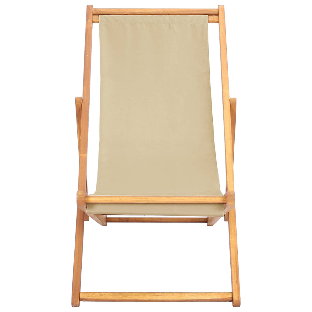 Liegestuhl Beige Massivholz Teak