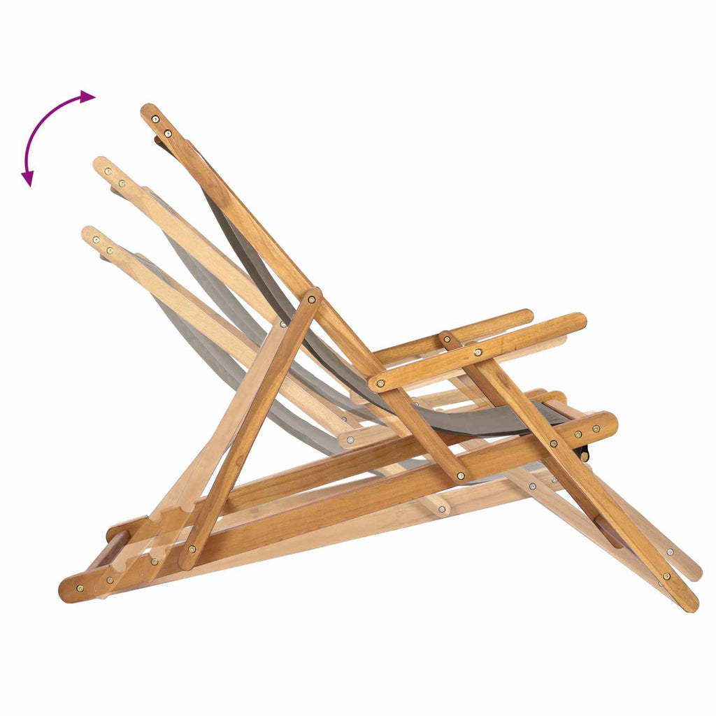 Liegestuhl Taupe Massivholz Teak