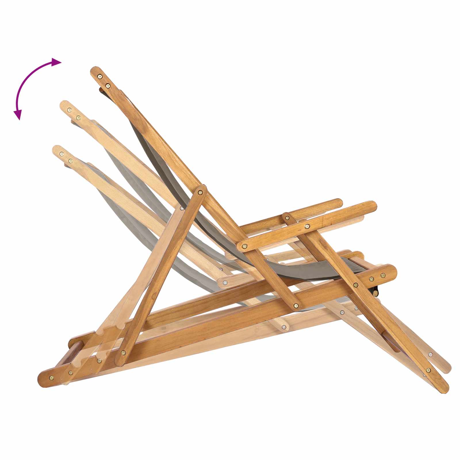 Liegestuhl Taupe Massivholz Teak