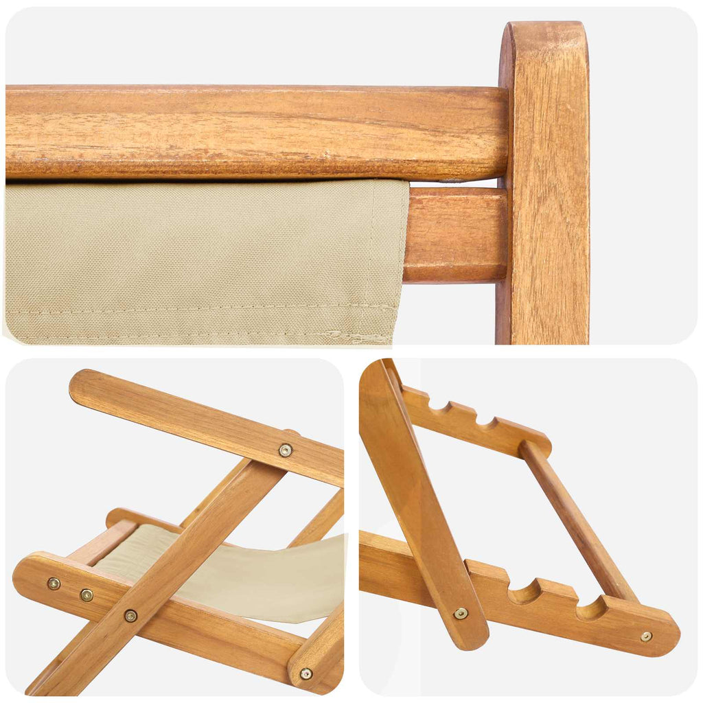 Liegestuhl Beige Massivholz Teak