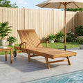 Sonnenliege 1-Person Braun Massivholz Teak
