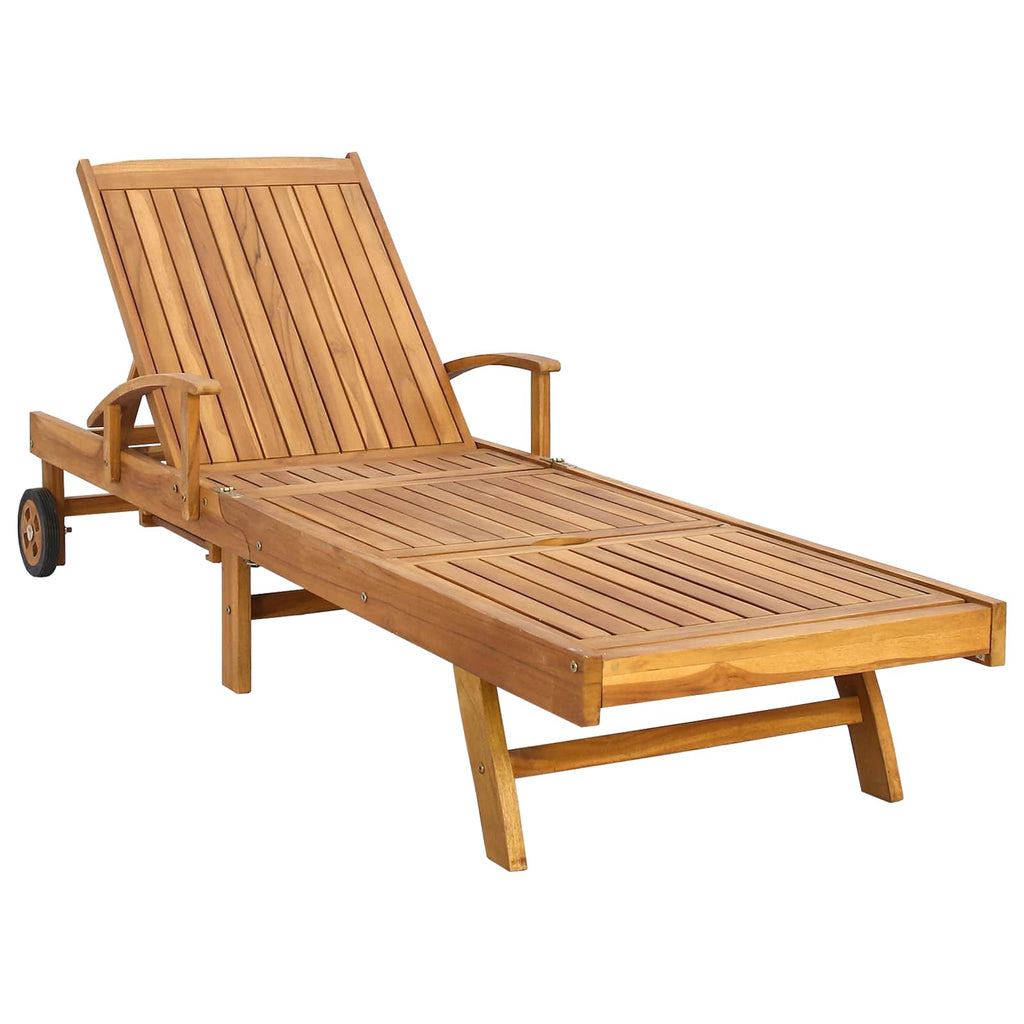 Sonnenliege 1-Person Braun Massivholz Teak