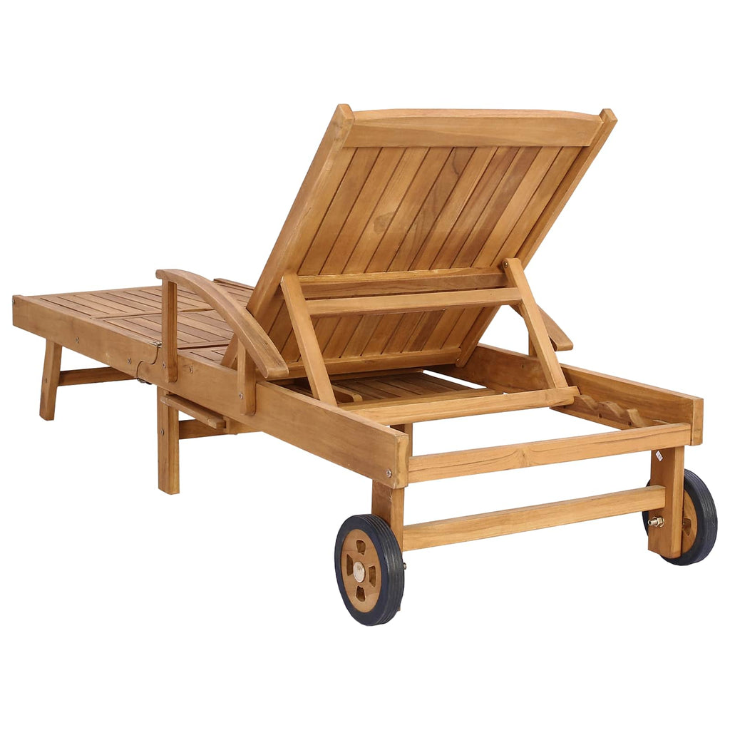 Sonnenliege 1-Person Braun Massivholz Teak