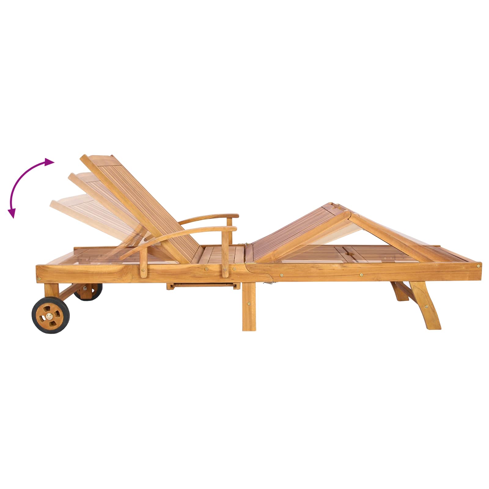 Sonnenliege mit Tisch Massivholz Teak Braun