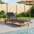 Sonnenliege mit Kissen Massivholz Teak Braun und Dunkelgrau