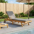 Sonnenliege mit Kissen 100% Polyester mit solidem Teak