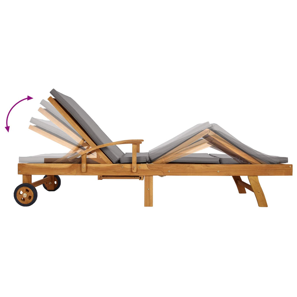 Sonnenliege mit Kissen 100% Polyester mit solidem Teak