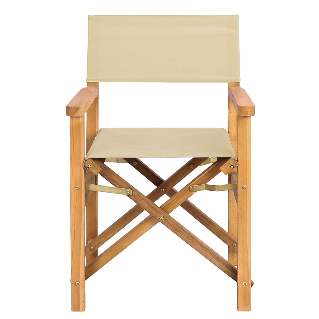 Esszimmerstuhl Braun und Beige 56 x 54 x 87 cm Massivholz Teak