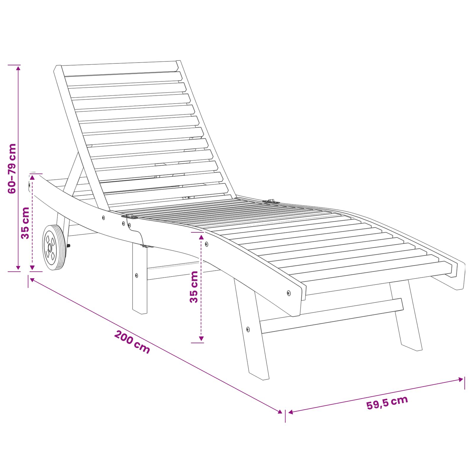 Sonnenliege Braun Massivholz Teak