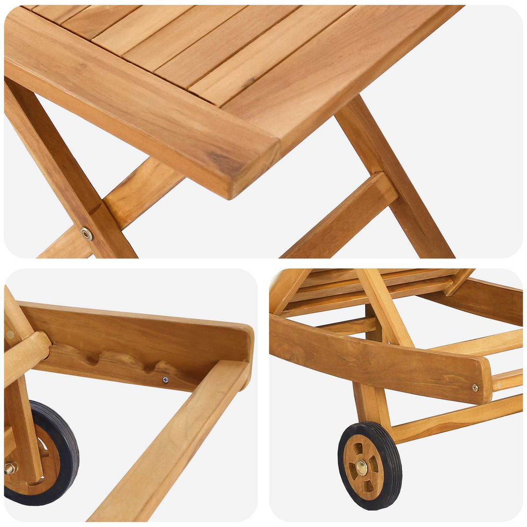Sonnenliege 2 pcs Braun Massivholz Teak