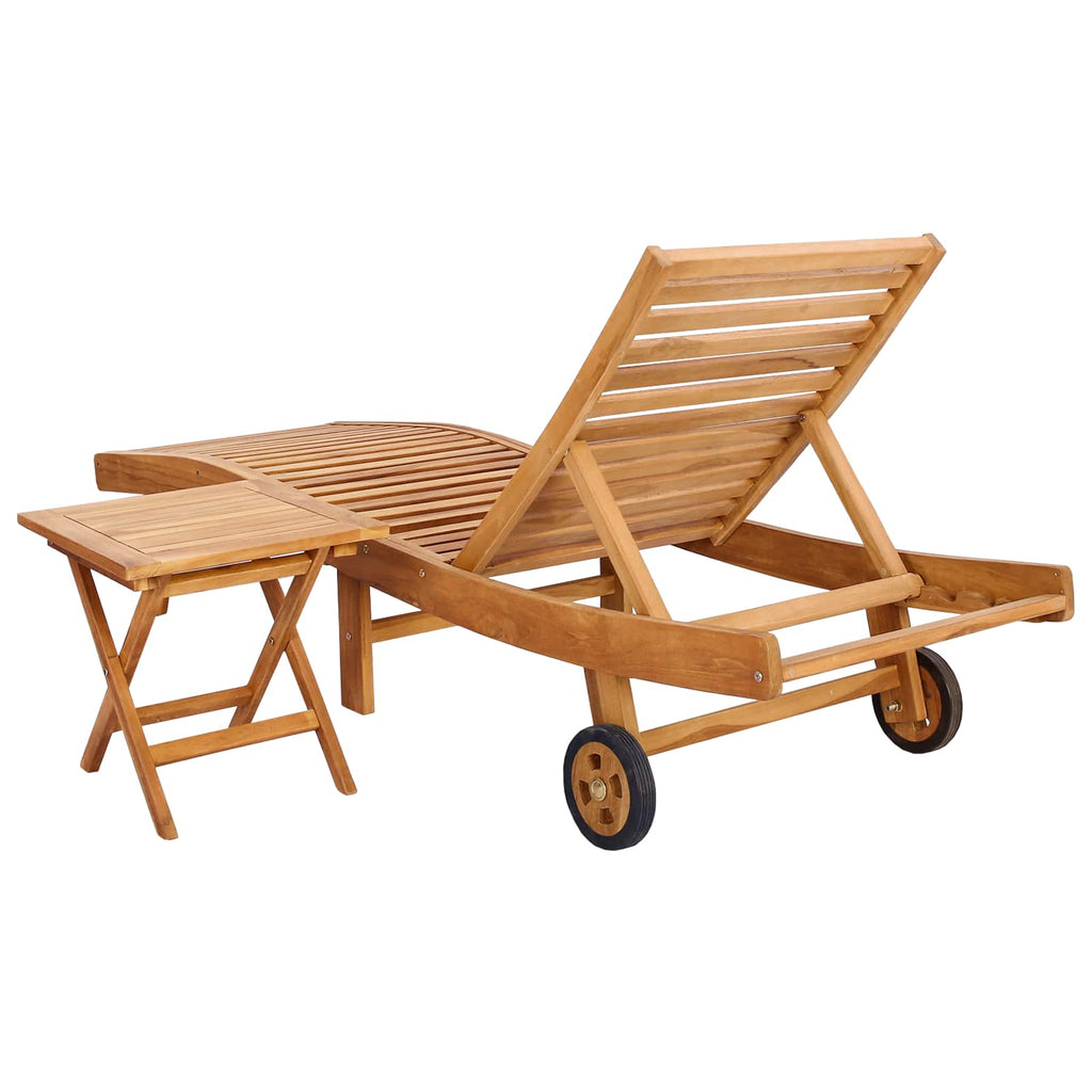 Sonnenliege 2 pcs Braun Massivholz Teak