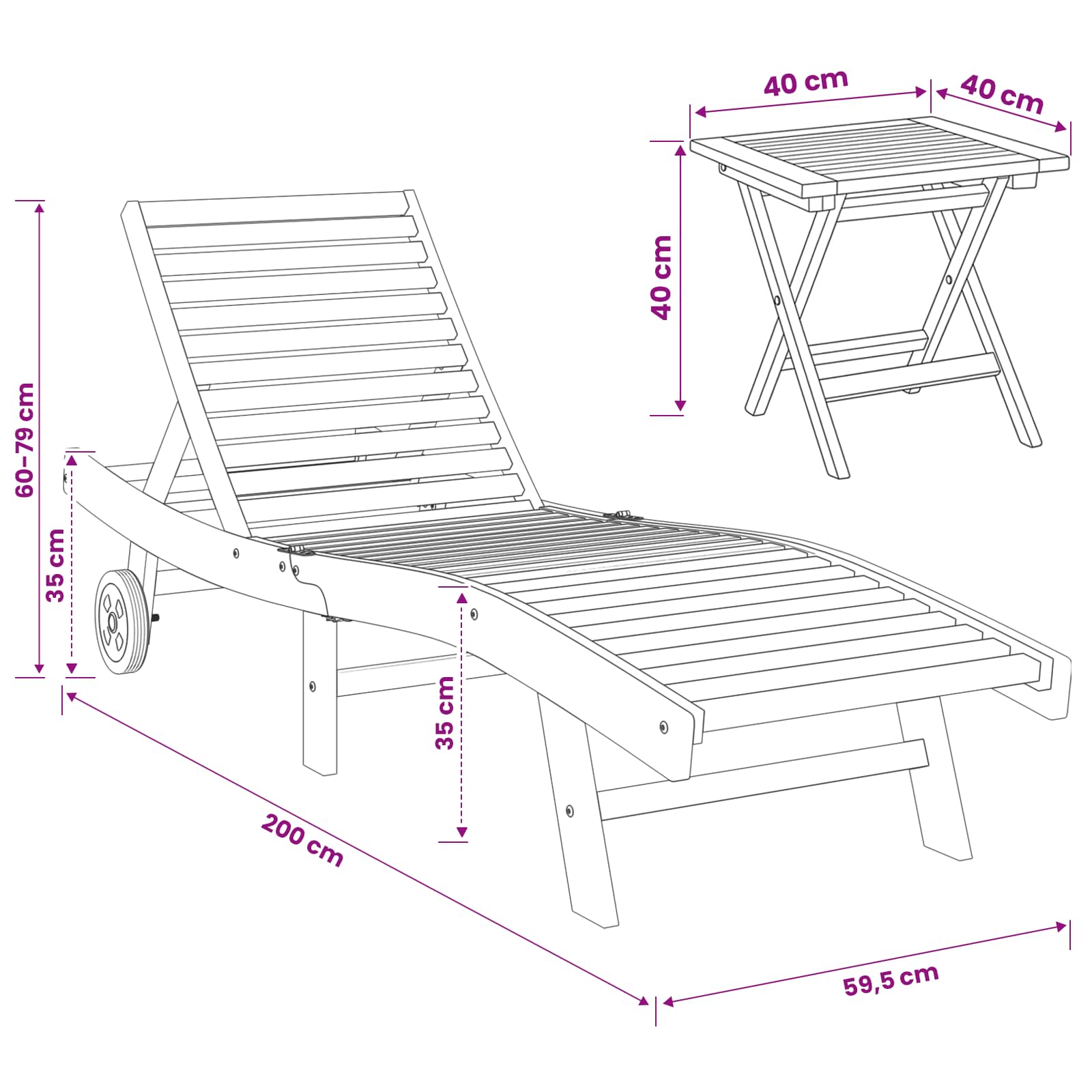 Sonnenliege 2 pcs Braun Massivholz Teak