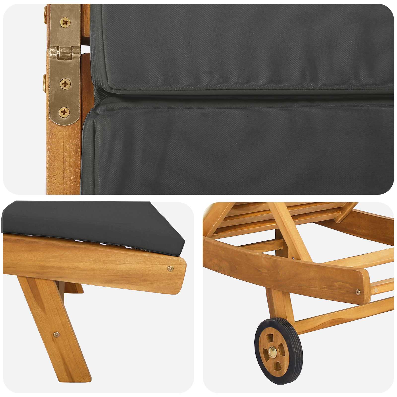 Sonnenliege Braun und Dunkelgrau Polyester