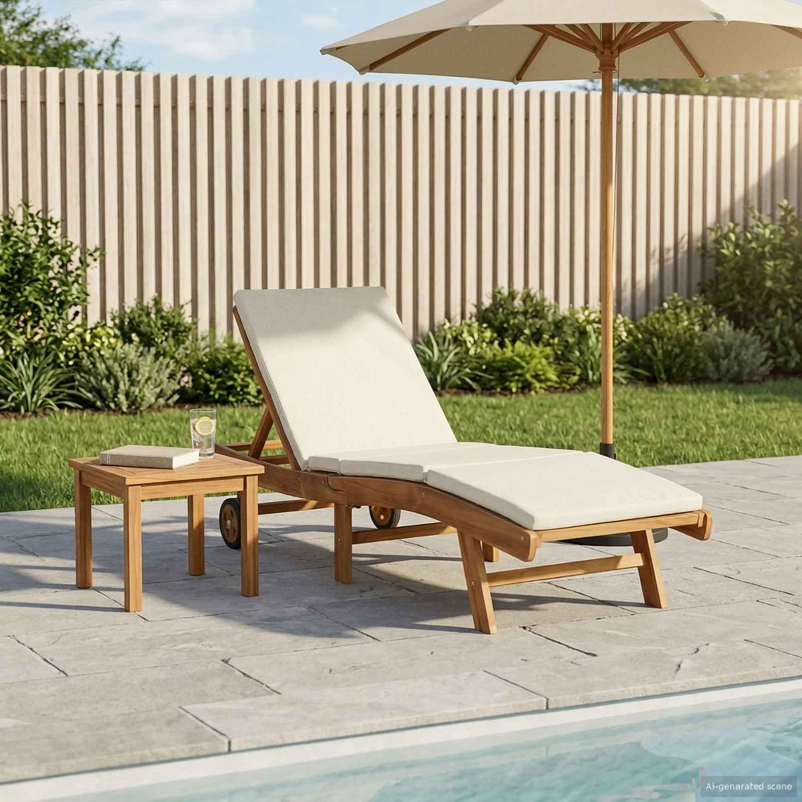 Sonnenliege Braun und Creme Polyester