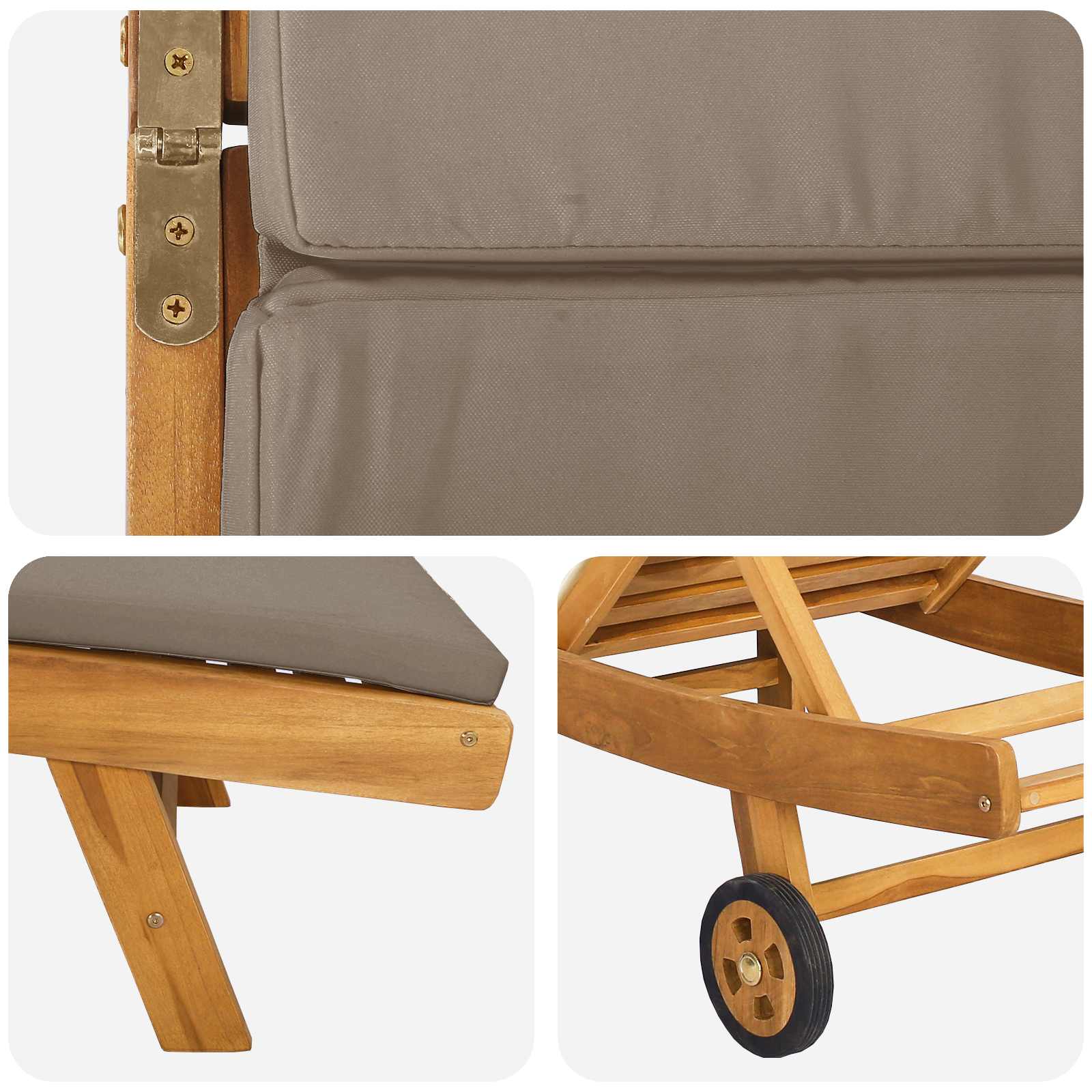 Sonnenliege Braun und Taupe Polyester