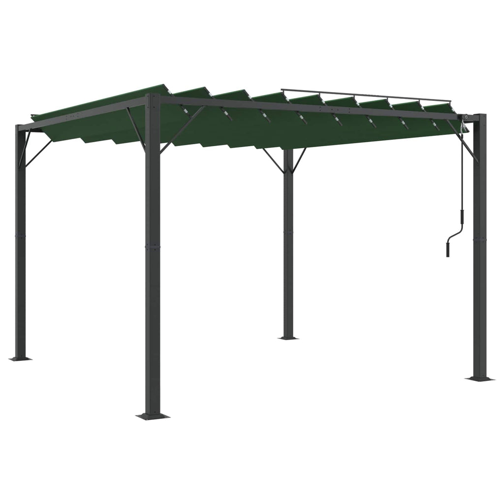 Gazebo mit Lamellen-Dach 3 x 3 x 2,14 m Grün