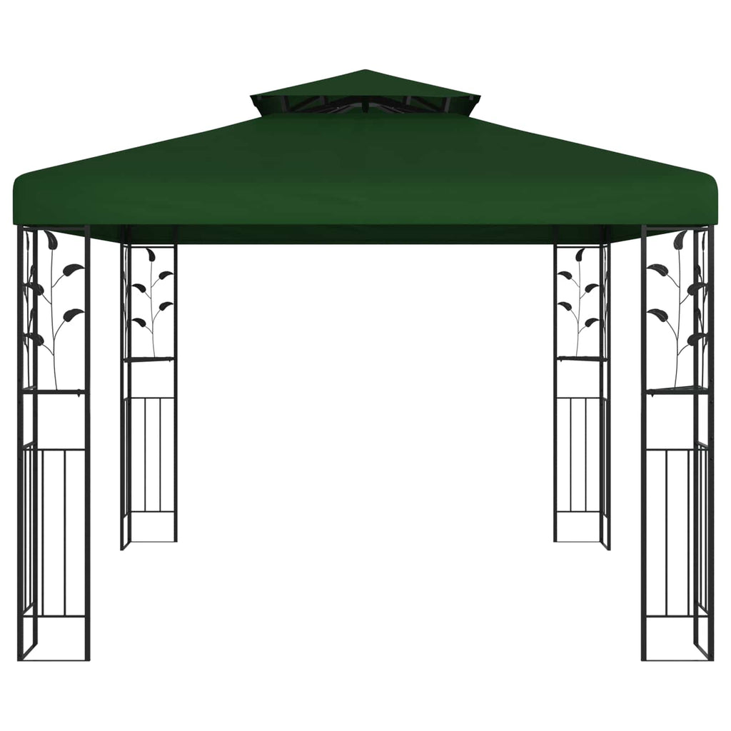 Pavillon 3 x 3 x 2,68 m Grün Polyester und Stahl