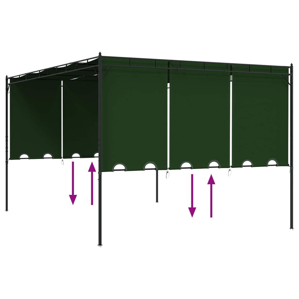 Pavillon 4 x 3 x 2,3 m Grün Polyester und Stahl