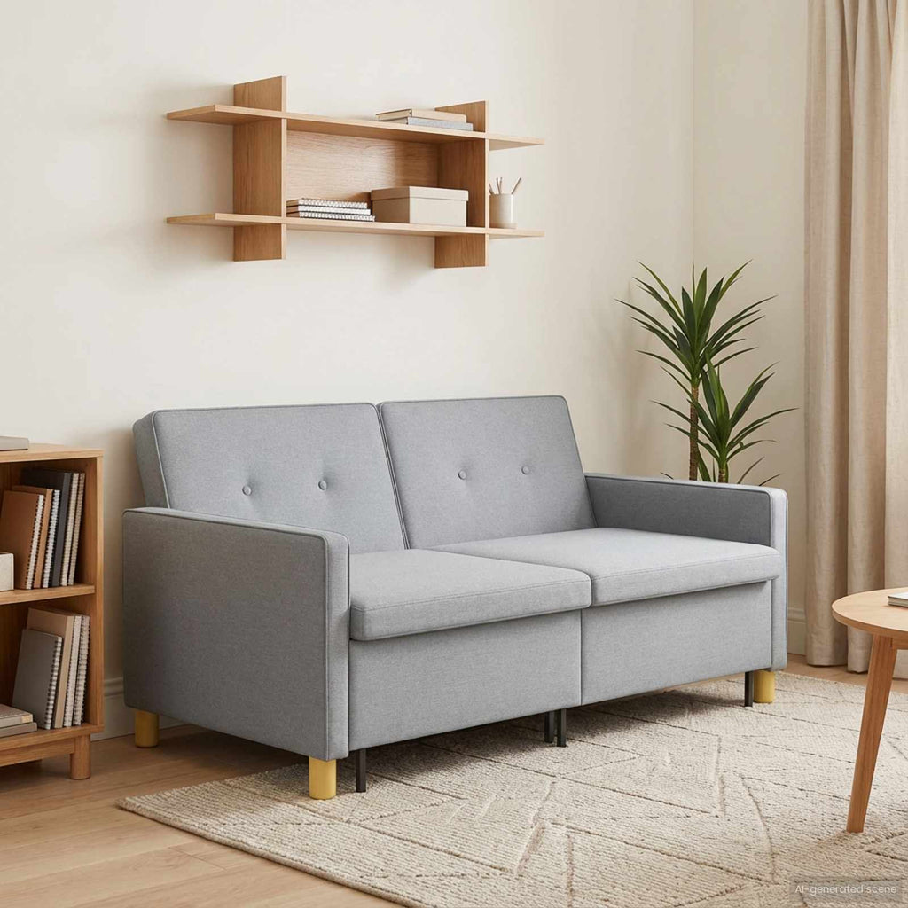 Schlafsofa Ausziehbar Hellgrün Stoff