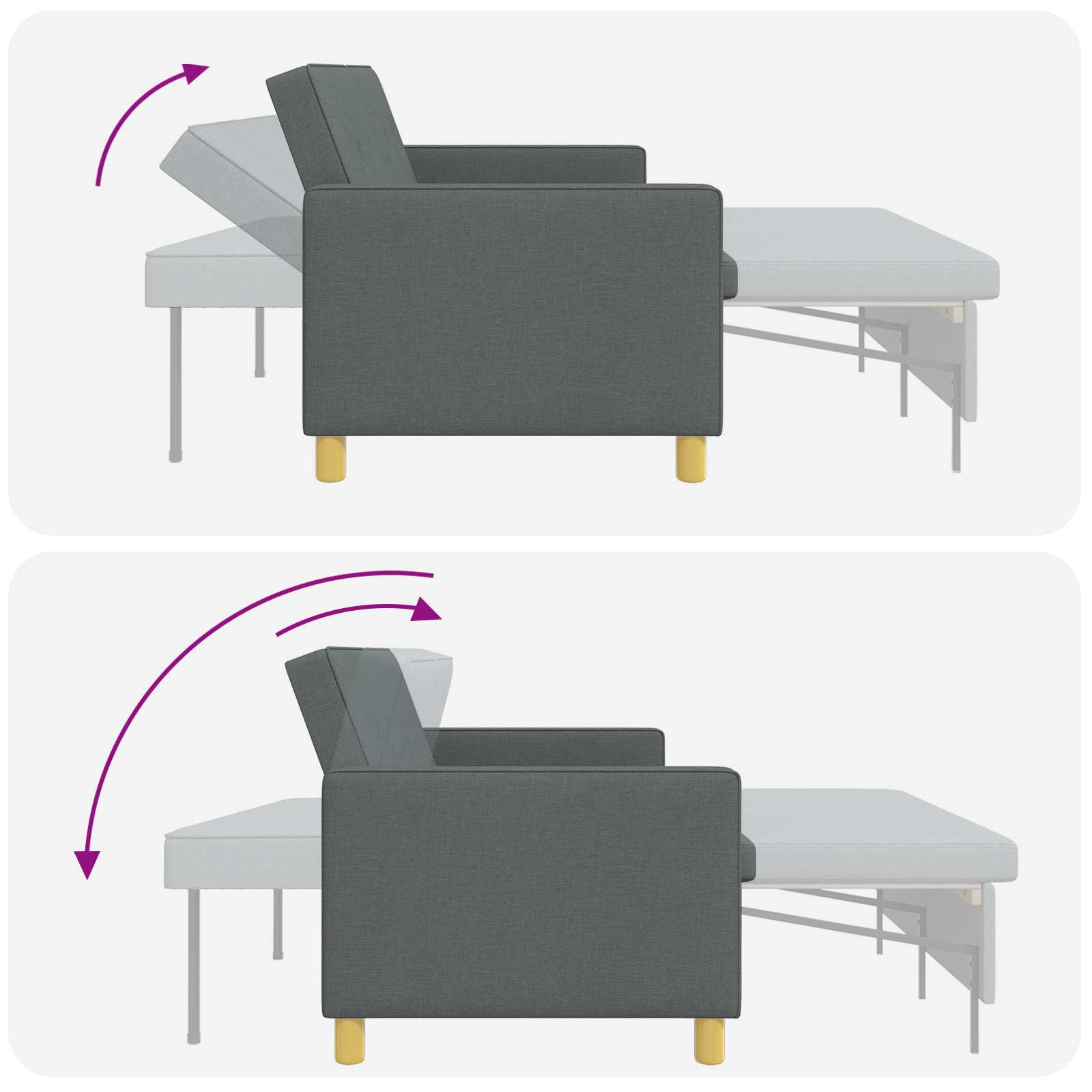 Schlafsofa Ausziehbar Dunkelgrau Stoff