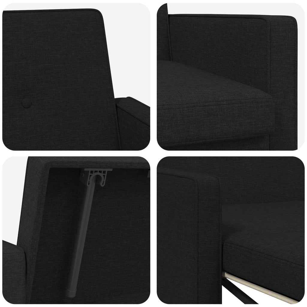Schlafsofa Ausziehbar Schwarz Stoff