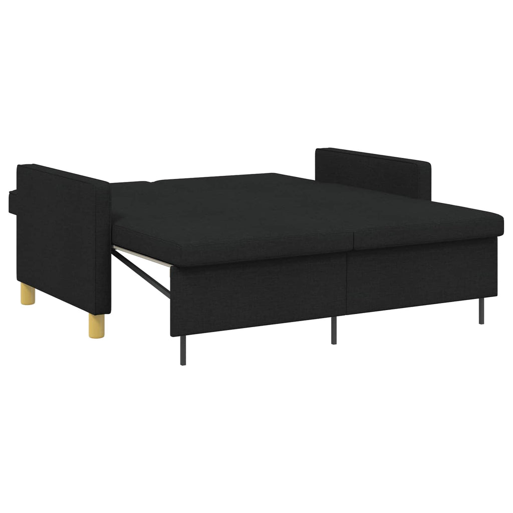 Schlafsofa Ausziehbar Schwarz Stoff