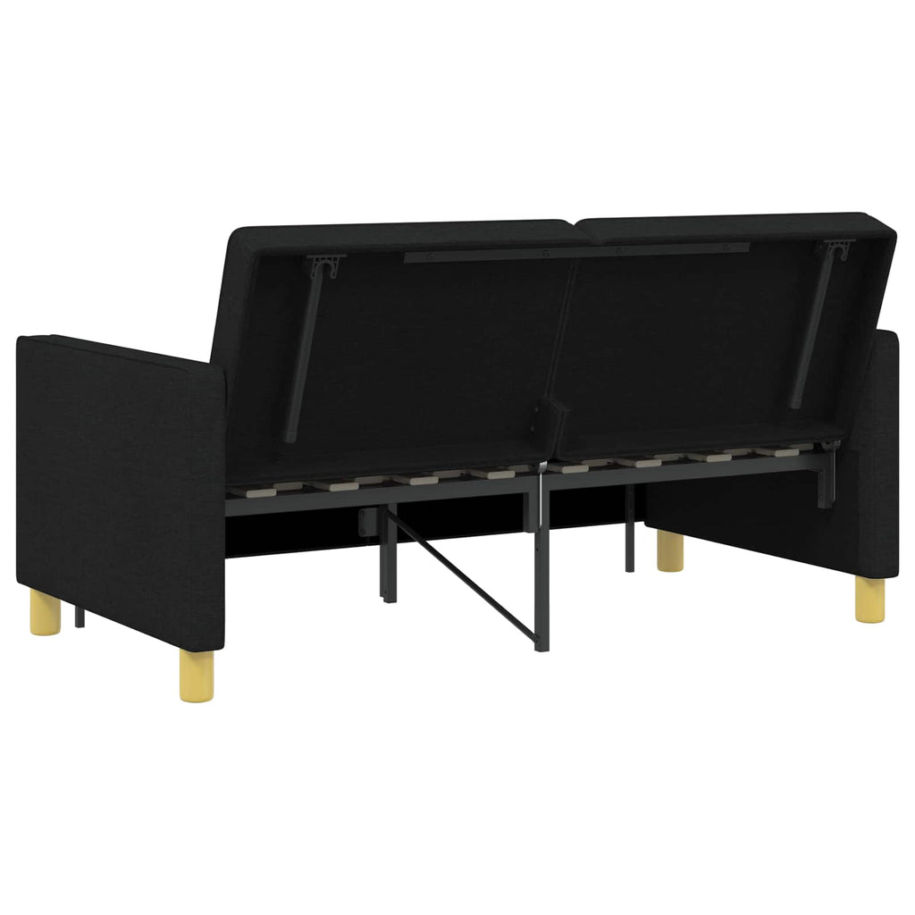 Schlafsofa Ausziehbar Schwarz Stoff