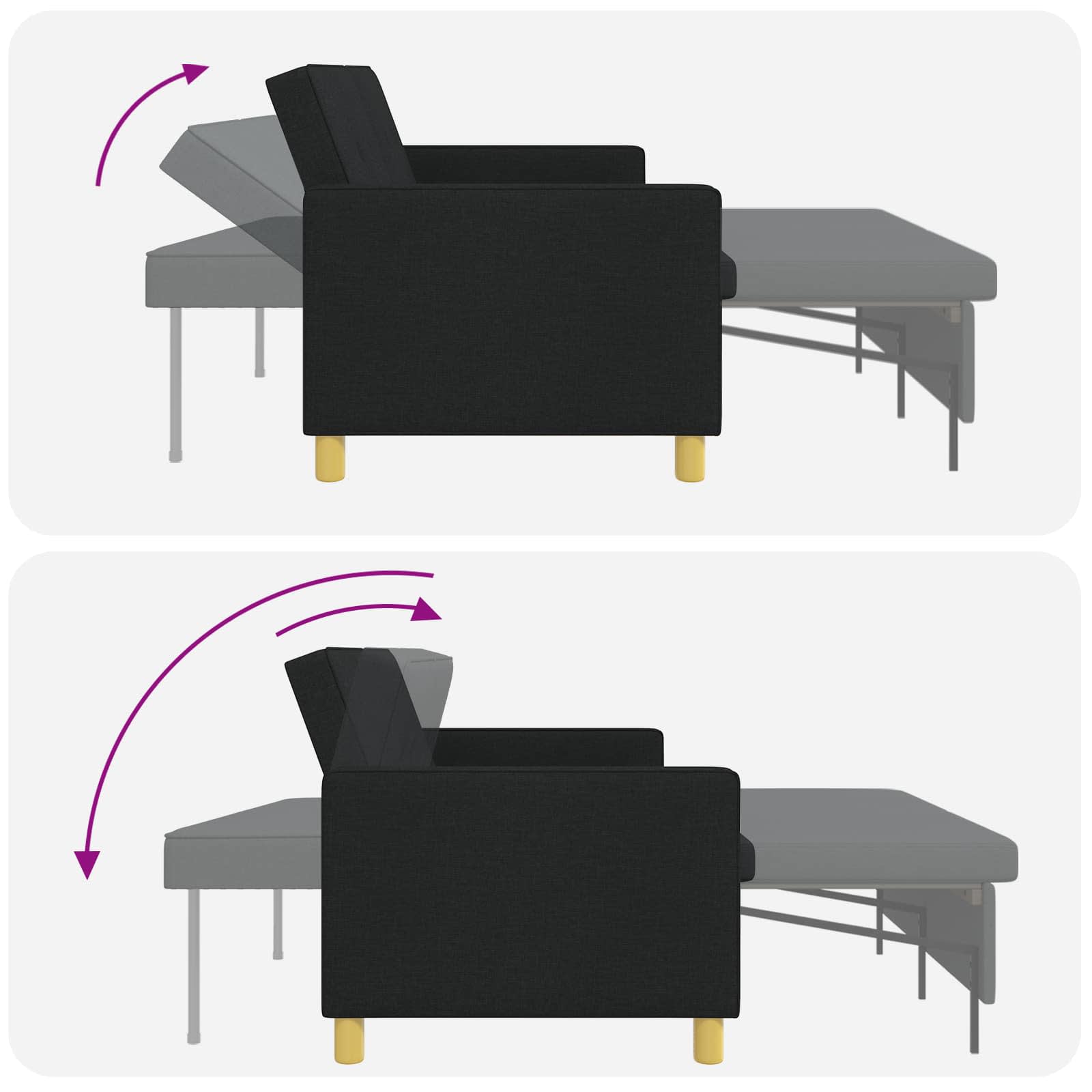 Schlafsofa Ausziehbar Schwarz Stoff