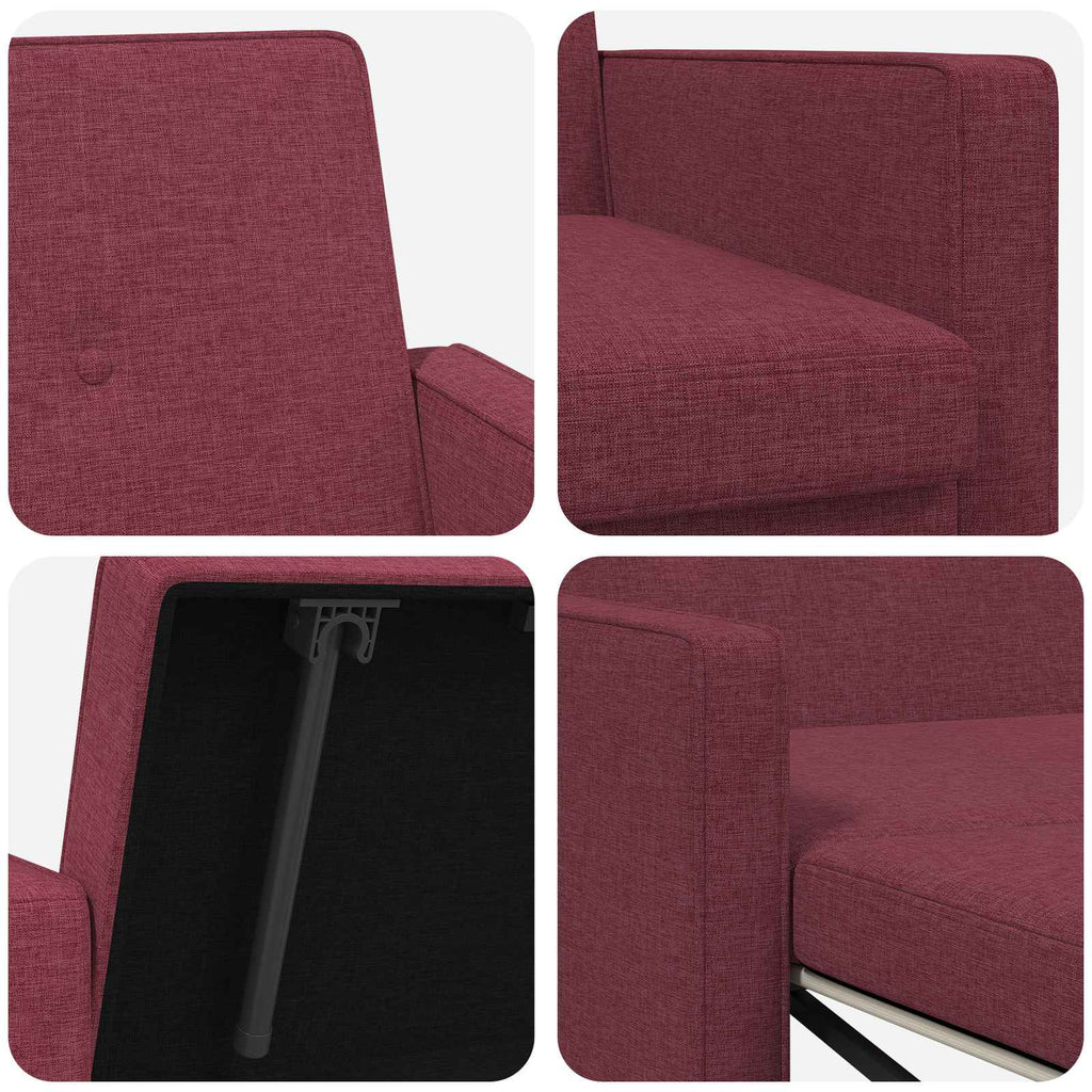 Schlafsofa Ausziehbar Weinrot Stoff