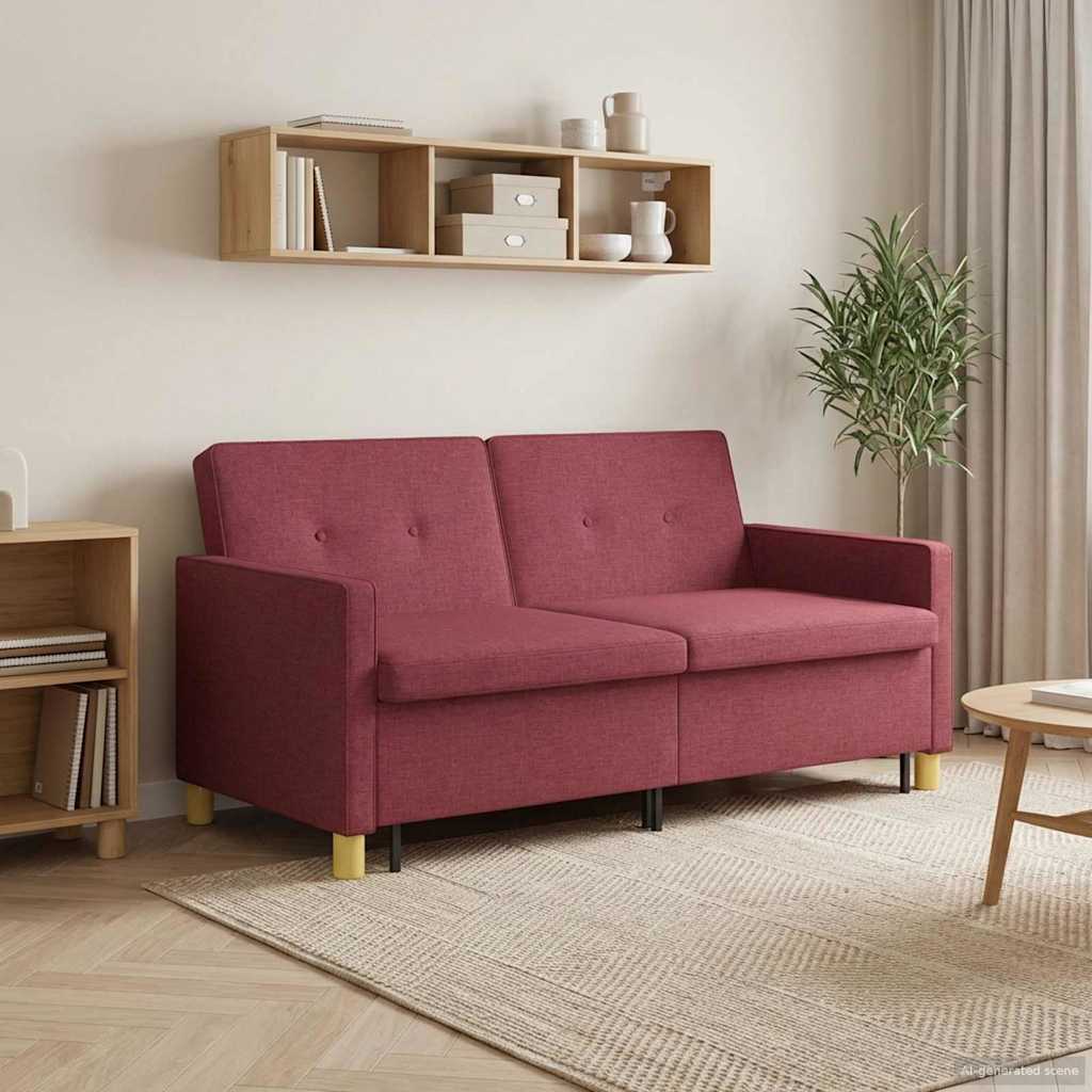 Schlafsofa Ausziehbar Weinrot Stoff