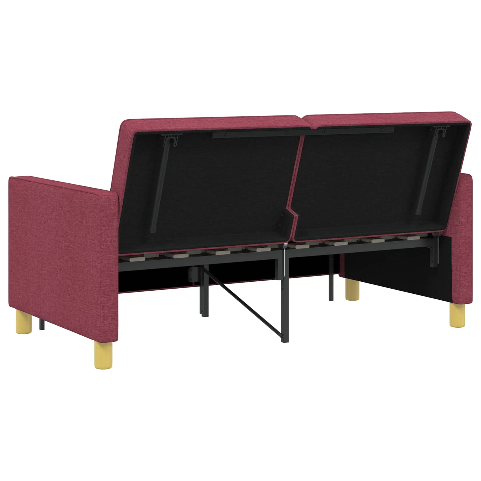 Schlafsofa Ausziehbar Weinrot Stoff