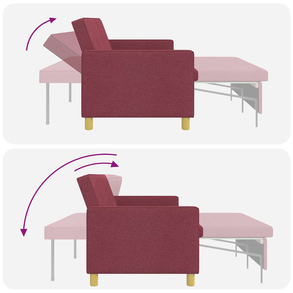 Schlafsofa Ausziehbar Weinrot Stoff