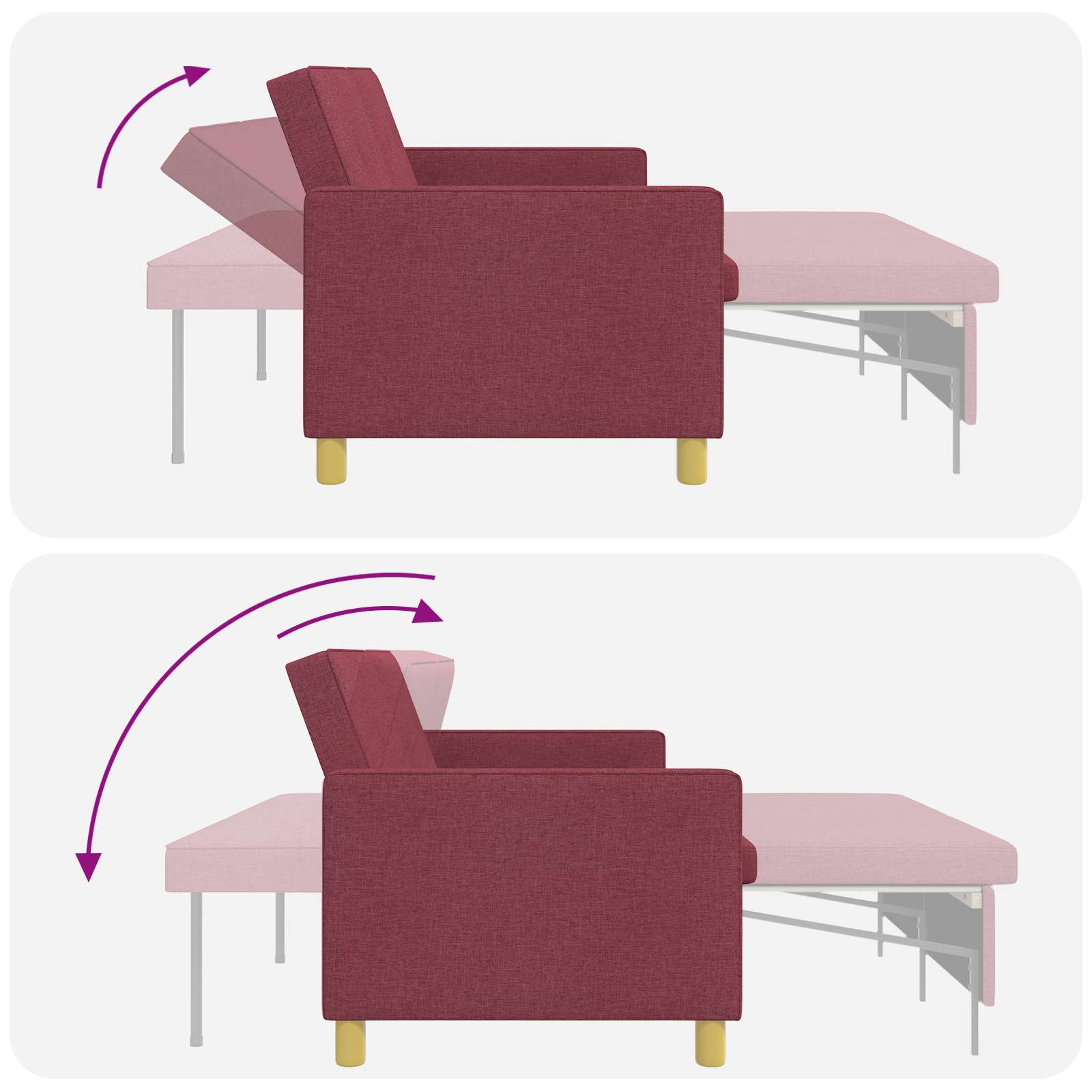 Schlafsofa Ausziehbar Weinrot Stoff