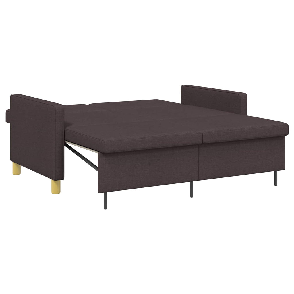 Schlafsofa Ausziehbar Dunkelbraun Stoff