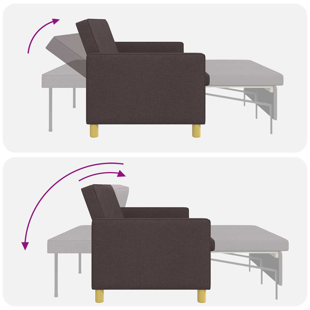 Schlafsofa Ausziehbar Dunkelbraun Stoff