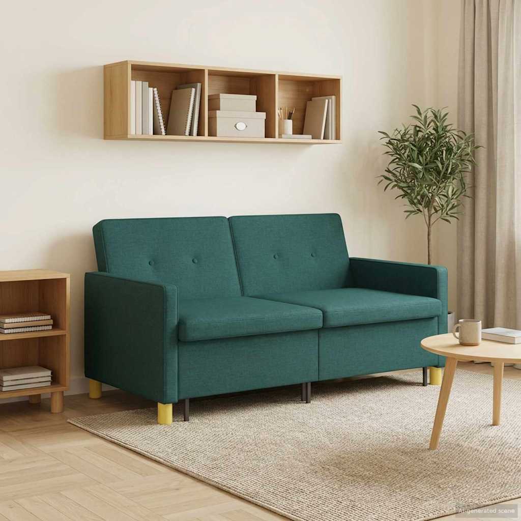 Schlafsofa Ausziehbar Dunkelgrün Stoff