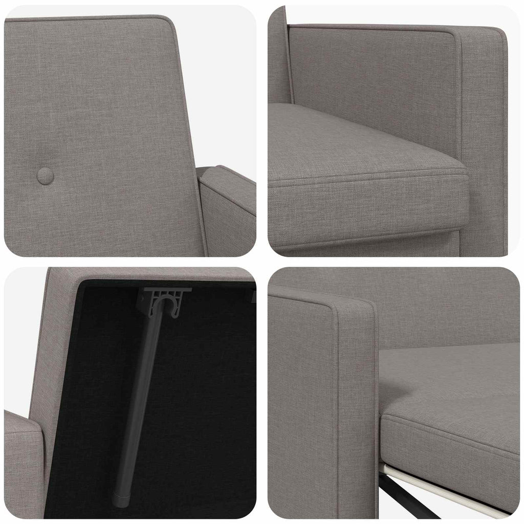 Schlafsofa Ausziehbar Taupe Stoff